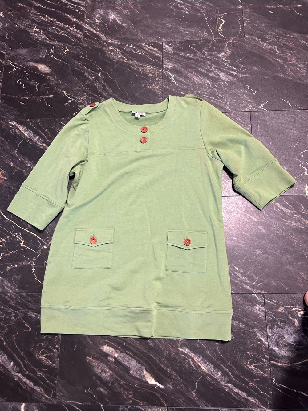 Denim&Co Green Button Tunic Top
